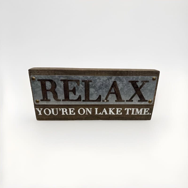 Mudpie Wood Metal Farmhouse Decor Sign - Relax You're On Lake Time - Frijja, LLC