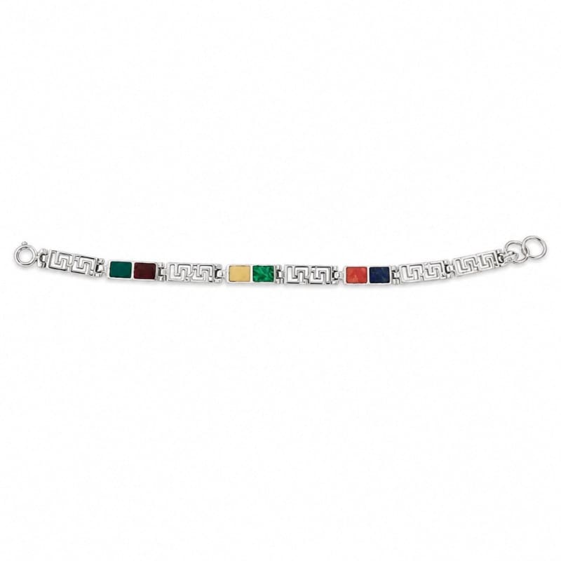 Bracelets - frijja.com - Rainbow Gems Bracelet - 950 Sterling Silver Chrysocolla Spondylus Lapis Lazuli Mother of Pearl