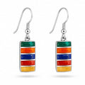 Earrings - frijja.com - Rainbow Gems Earrings - 950 Sterling Silver Chrysocolla Spondylus Lapis Lazuli Mother of Pearl