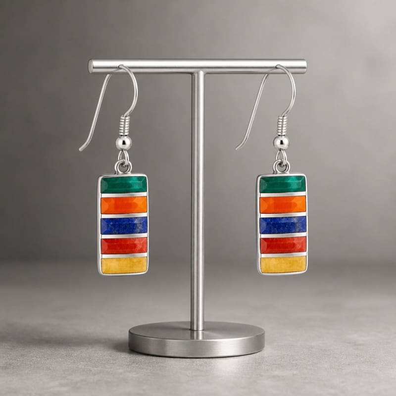 Jewelry Sets - frijja.com - Rainbow Gems Set - 950 Sterling Silver Chrysocolla Spondylus Lapis Lazuli Mother of Pearl