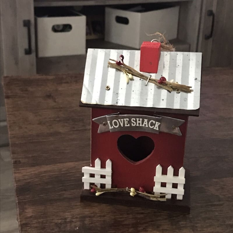 VALENTINE LOVE SHACK WOOD METAL BIRD HOUSE FARMHOUSE RUSTIC COUNTRY - Frijja, LLC