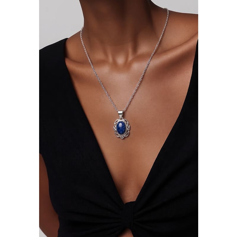 Necklaces - frijja.com - Victorian Elegance Necklace - 950 Sterling Silver Sodalite Gemstone