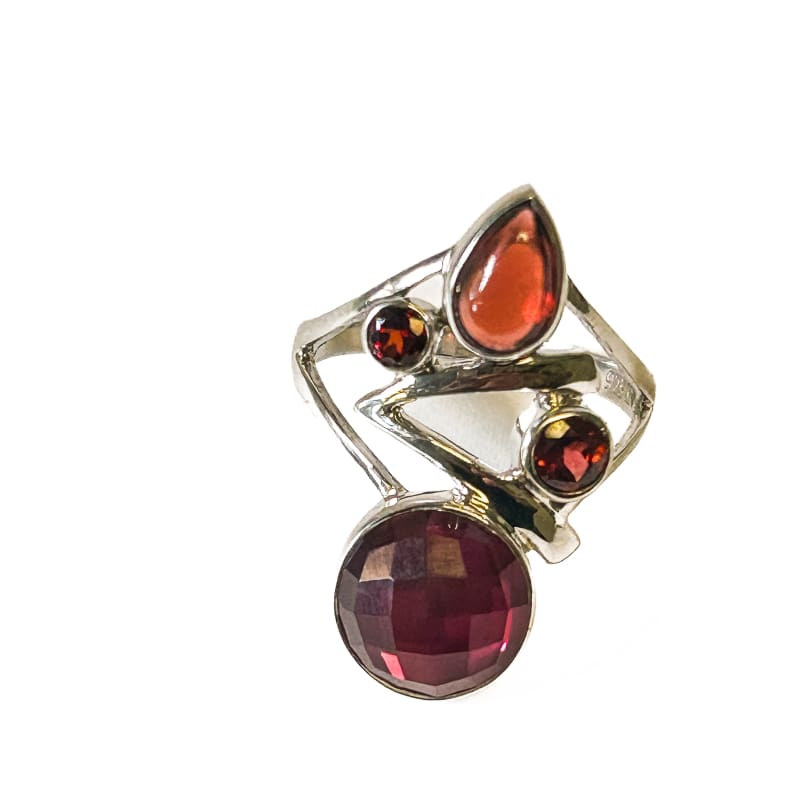 Vintage 4 Stone Garnet and Carnelian Ring size 8 - Frijja, LLC