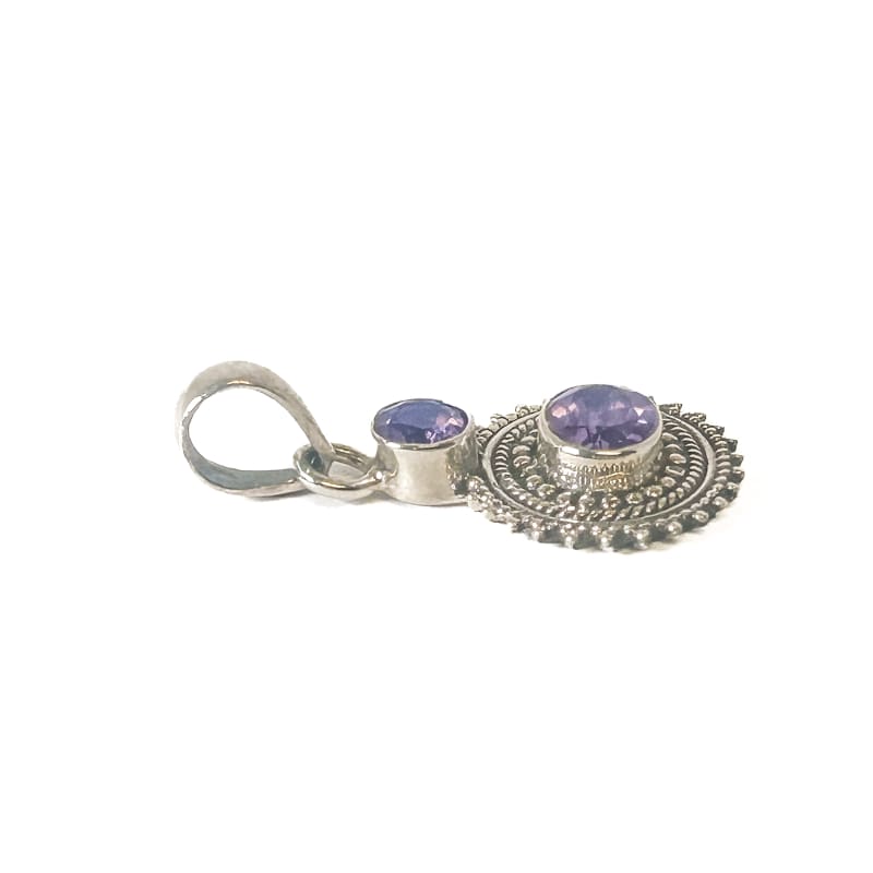 Vintage 925 Sterling Silver Amethyst Pendant - Frijja, LLC