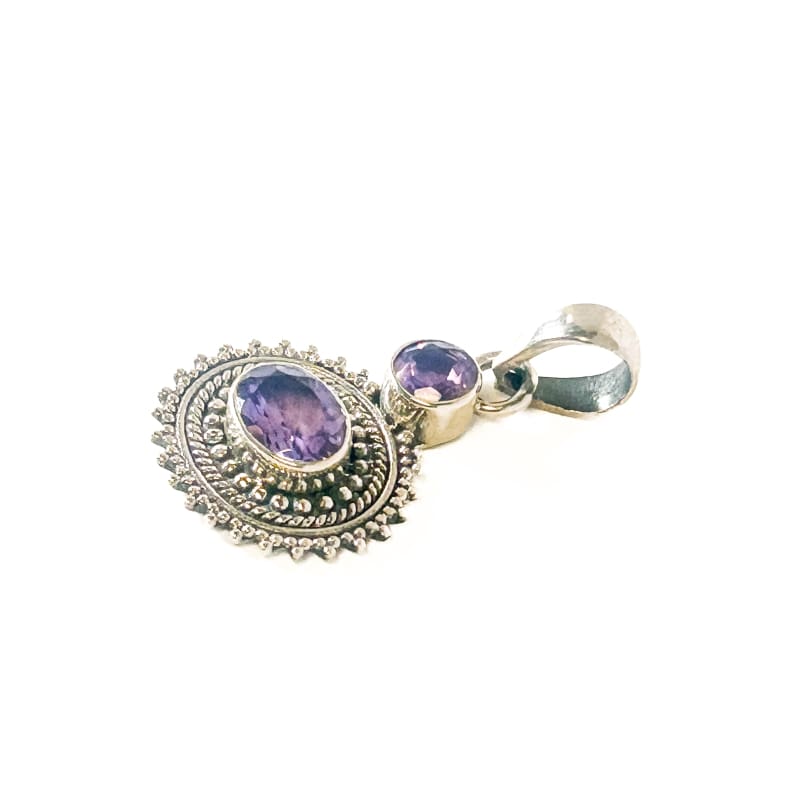 Vintage 925 Sterling Silver Amethyst Pendant - Frijja, LLC
