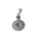 Vintage 925 Sterling Silver Amethyst Pendant - Frijja, LLC