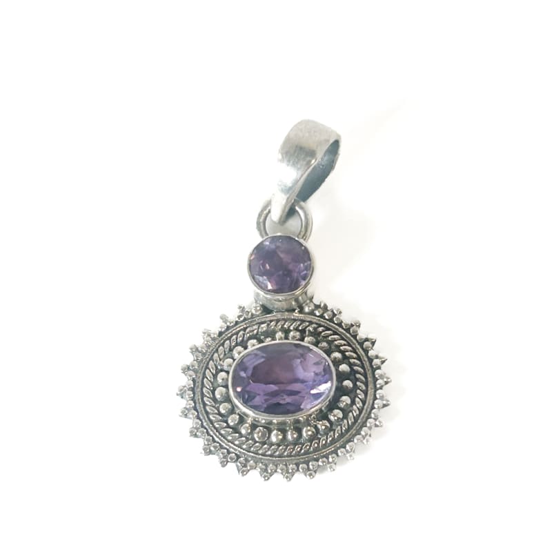 Vintage 925 Sterling Silver Amethyst Pendant - Frijja, LLC