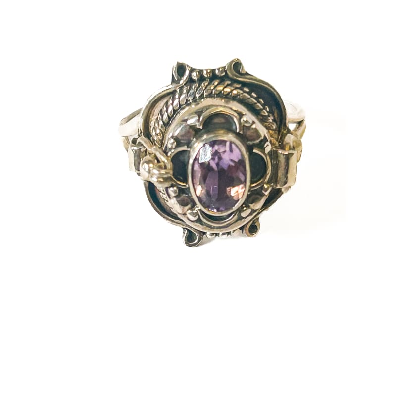 Vintage 925 Sterling Silver Amethyst Poison Ring Size 7 - Frijja, LLC