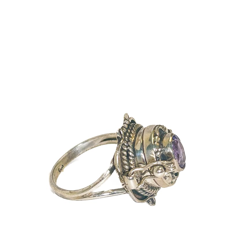 Vintage 925 Sterling Silver Amethyst Poison Ring Size 7 - Frijja, LLC