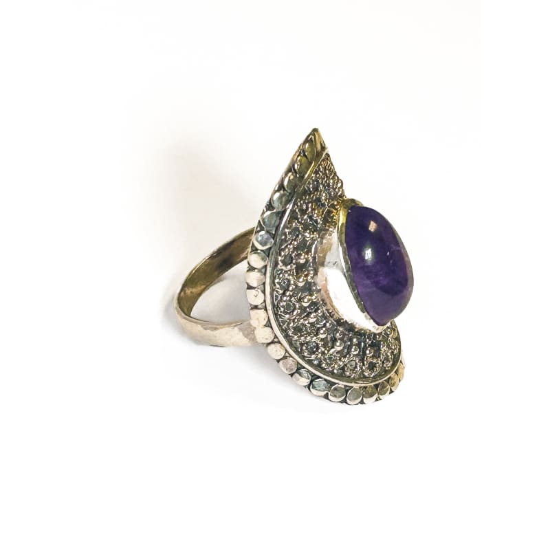 Vintage 925 Sterling Silver Amethyst Ring Size 10 - Frijja, LLC