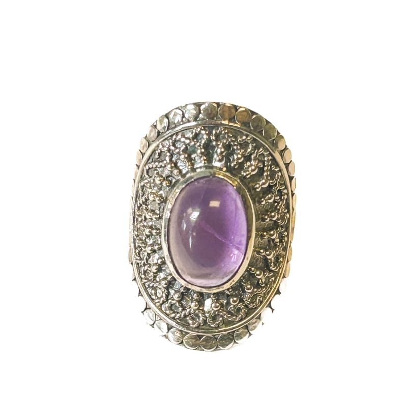 Vintage 925 Sterling Silver Amethyst Ring Size 10 - Frijja, LLC
