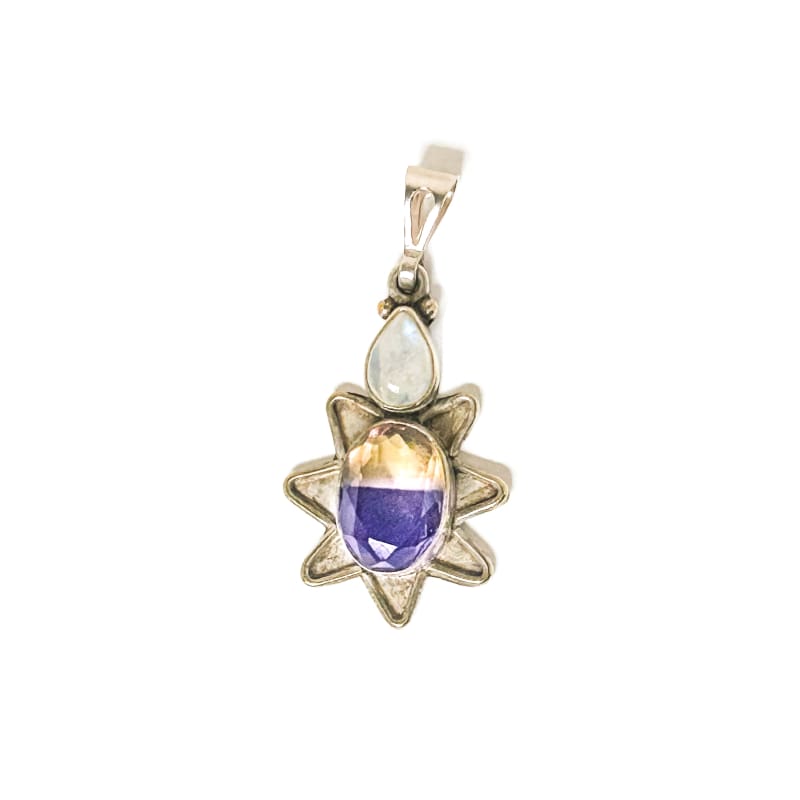 Vintage 925 Sterling Silver Ametrine and Moonstone Pendant - Frijja, LLC