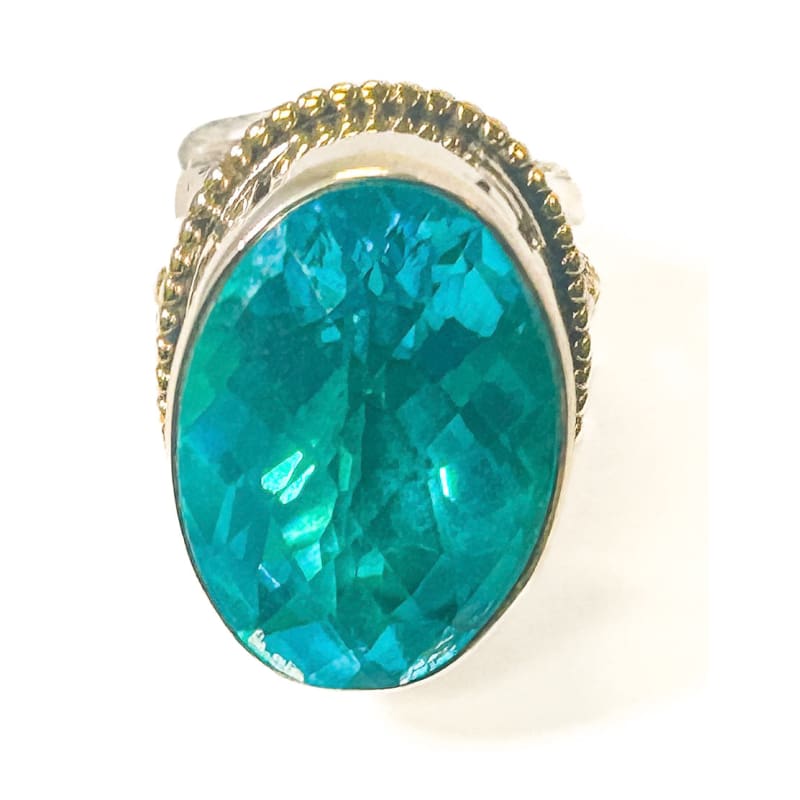 Vintage 925 Sterling Silver Apatite Love Ring size 8 - Frijja, LLC