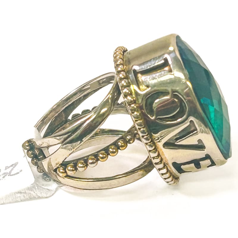 Vintage 925 Sterling Silver Apatite Love Ring size 8 - Frijja, LLC
