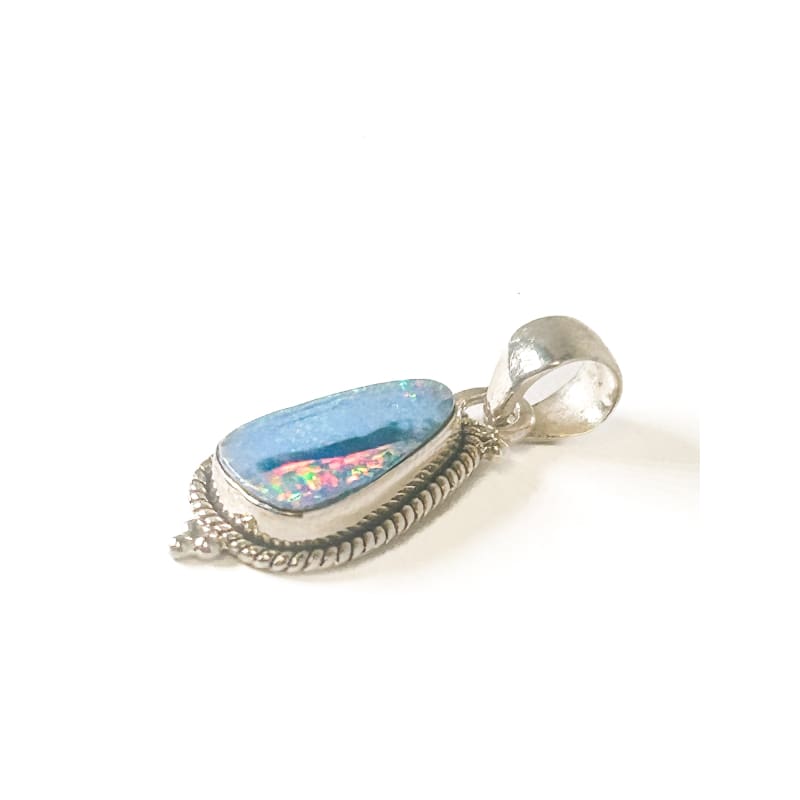 Vintage 925 Sterling Silver Australian Opal Pendant - Frijja, LLC