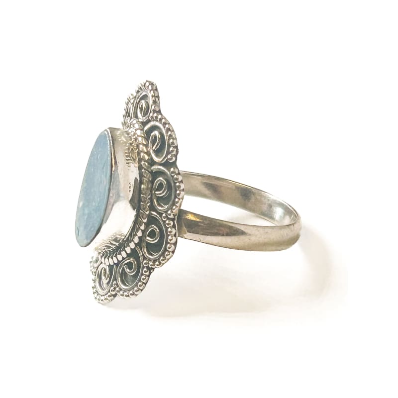 Vintage 925 Sterling Silver Blue Opal Ring - Size 8.5 - Frijja, LLC