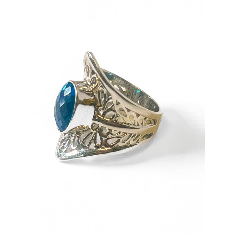 Vintage 925 Sterling Silver Blue topaz Ring Size 8 - Frijja, LLC