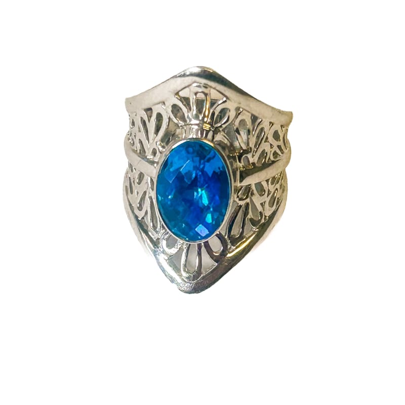 Vintage 925 Sterling Silver Blue topaz Ring Size 8 - Frijja, LLC