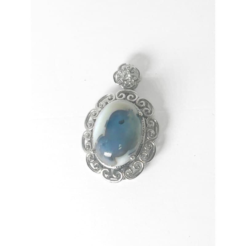 Vintage 925 Sterling Silver Botswana Agate Pendant - Frijja, LLC