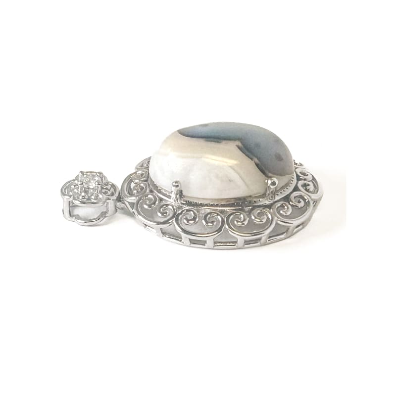 Vintage 925 Sterling Silver Botswana Agate Pendant - Frijja, LLC