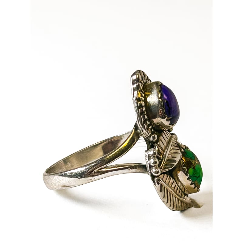 Vintage 925 Sterling Silver Charoite and Copper Turquoise Ring - Size 9 - Frijja, LLC