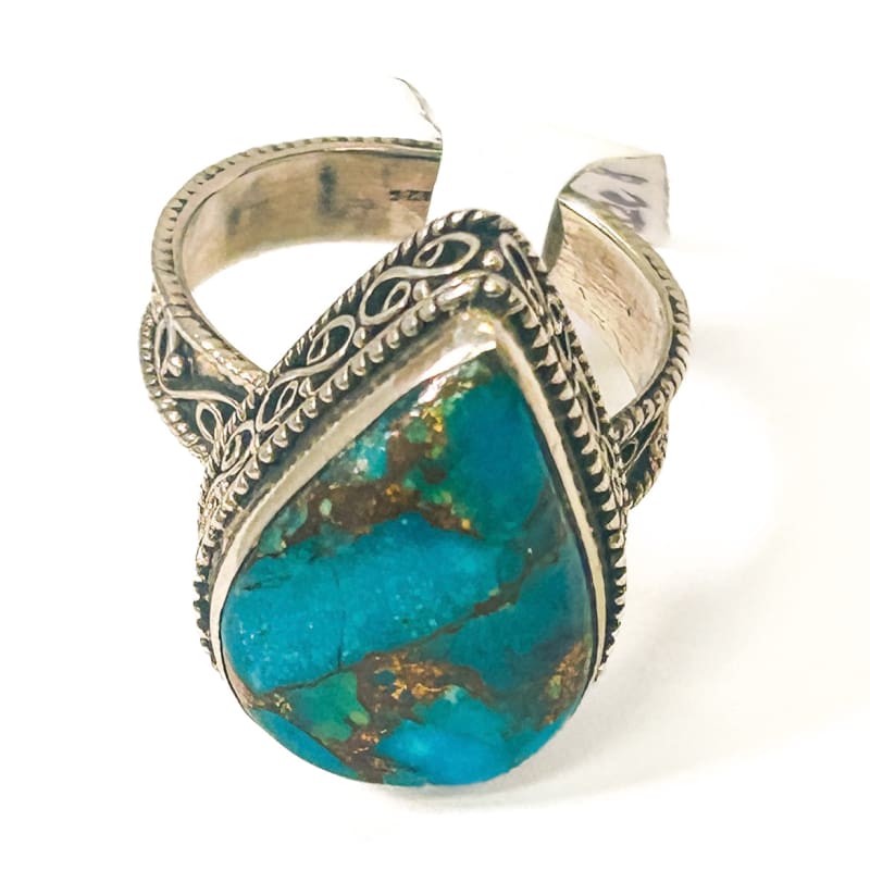 Vintage 925 Sterling Silver Copper Turquoise Ring Size 8 - Frijja, LLC