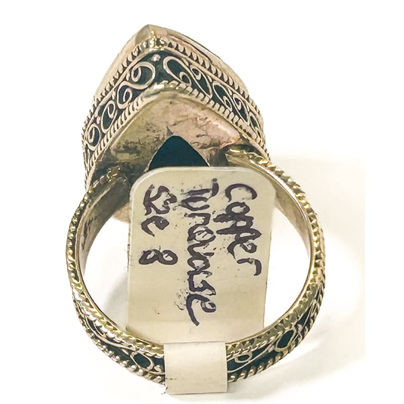 Vintage 925 Sterling Silver Copper Turquoise Ring Size 8 - Frijja, LLC