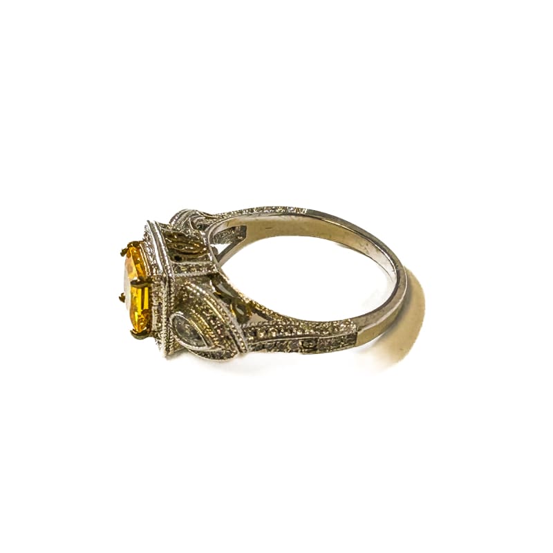 Vintage 925 Sterling Silver Cushion Cut Citrine Ring - Size 9 - Frijja, LLC