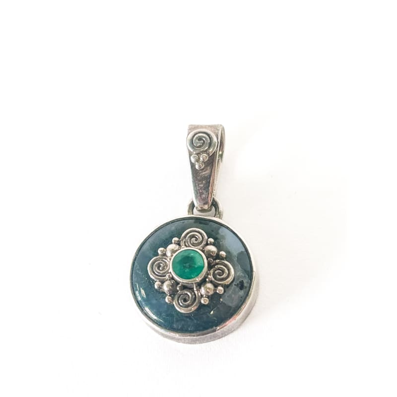 Vintage 925 Sterling Silver Emerald and Ocean Jasper - Frijja, LLC