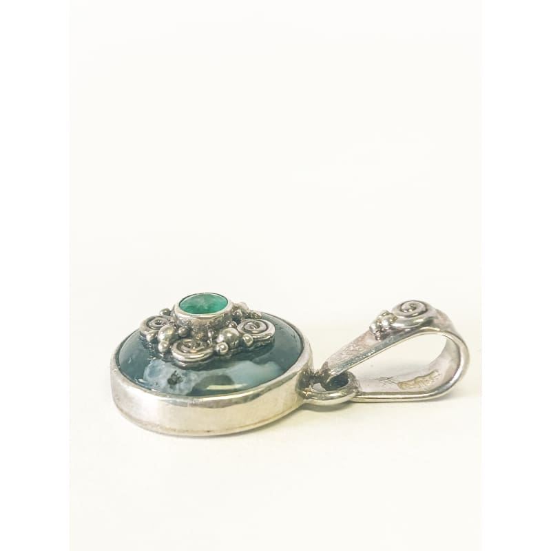 Vintage 925 Sterling Silver Emerald and Ocean Jasper - Frijja, LLC