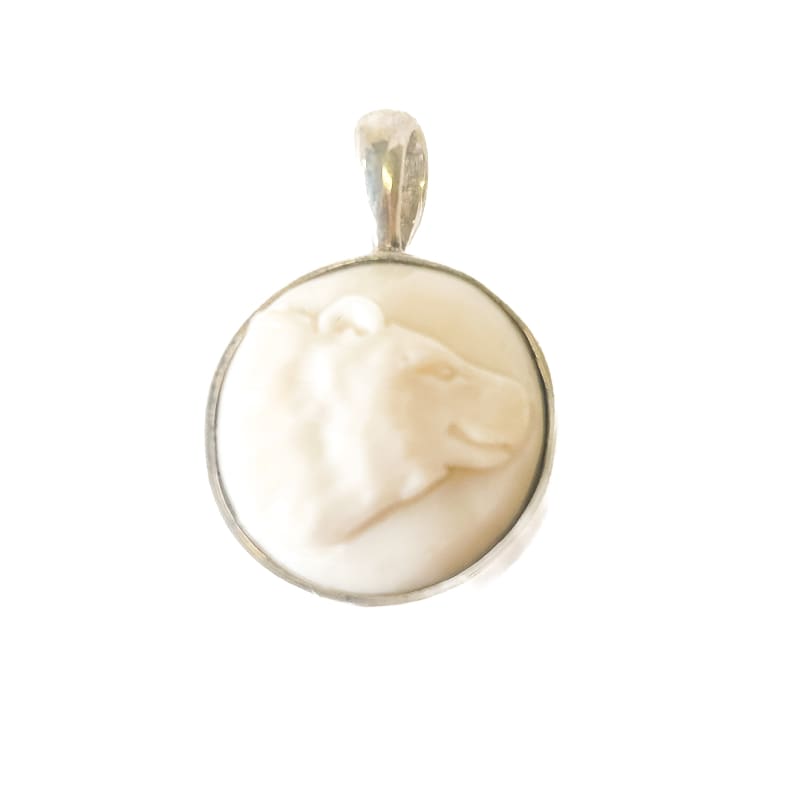 Vintage 925 Sterling Silver Ivory Bear Pendant - Frijja, LLC