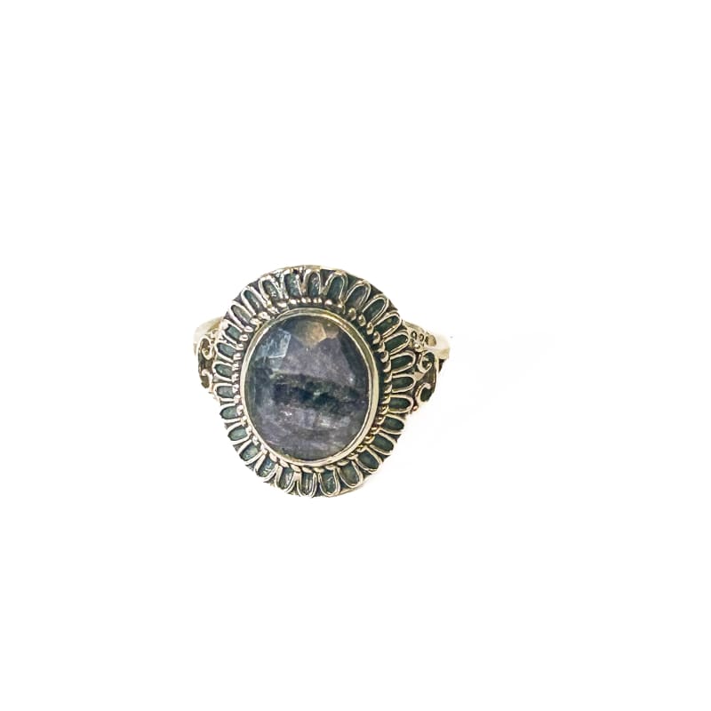 Vintage 925 Sterling Silver Labradorite Ring Size 6 - Frijja, LLC