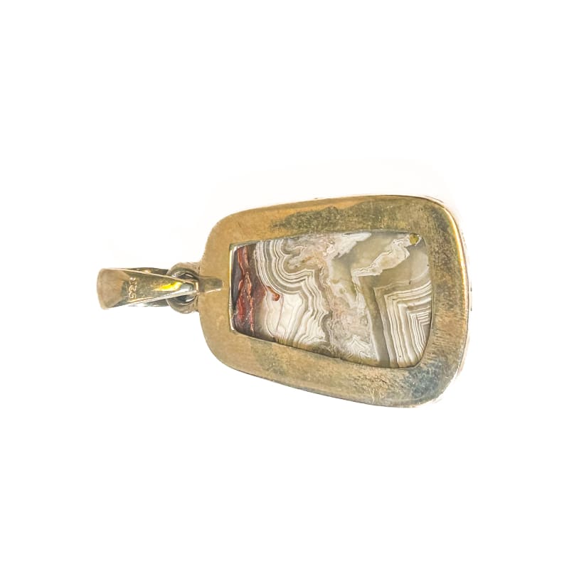 Vintage 925 Sterling Silver Lace Agate Pendant - Frijja, LLC
