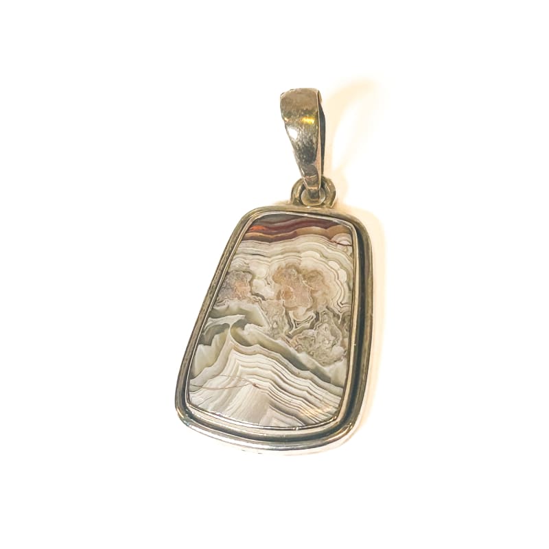 Vintage 925 Sterling Silver Lace Agate Pendant - Frijja, LLC