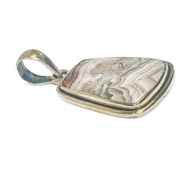 Vintage 925 Sterling Silver Lace Agate Pendant - Frijja, LLC