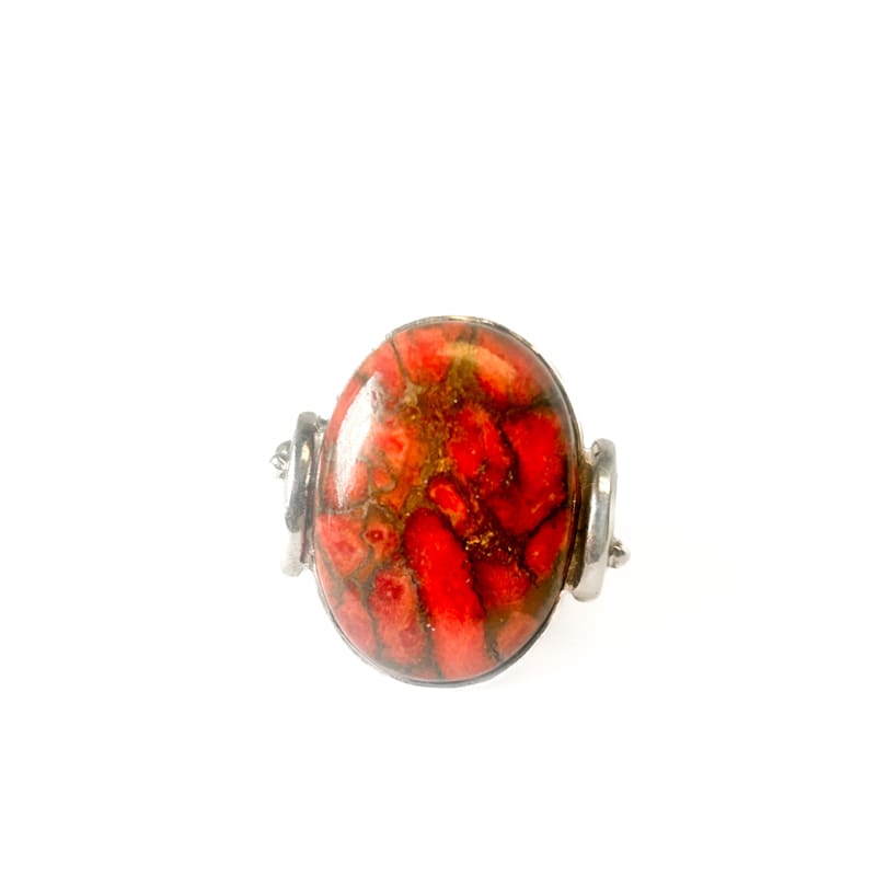 Vintage 925 Sterling Silver Large Oval Copper Turquoise Ring Size 7 - Frijja, LLC