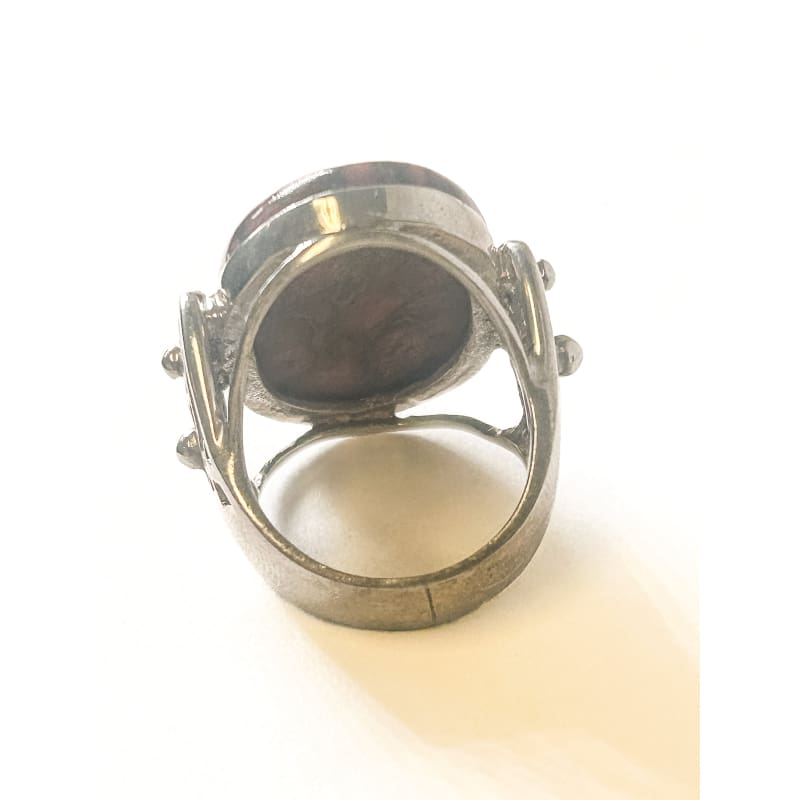 Vintage 925 Sterling Silver Large Oval Copper Turquoise Ring Size 7 - Frijja, LLC