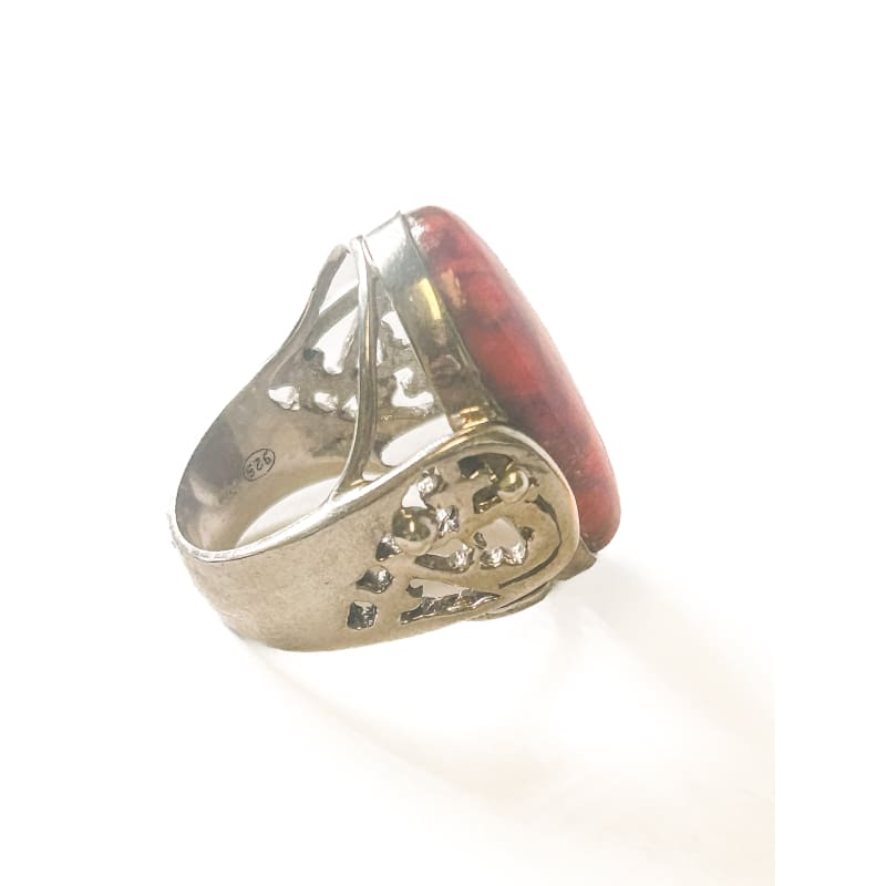 Vintage 925 Sterling Silver Large Oval Copper Turquoise Ring Size 7 - Frijja, LLC