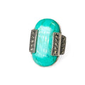 Vintage 925 Sterling Silver Large Oval Turquoise Ring  - Size 8 - Frijja, LLC