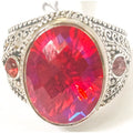 Vintage 925 Sterling Silver Large Red Opal Ring - Size 8 - Frijja, LLC