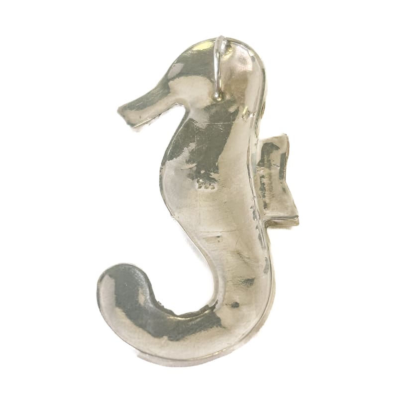 Vintage 925 Sterling Silver Mother of Pearl Onyx Seahorse Pendant - Frijja, LLC