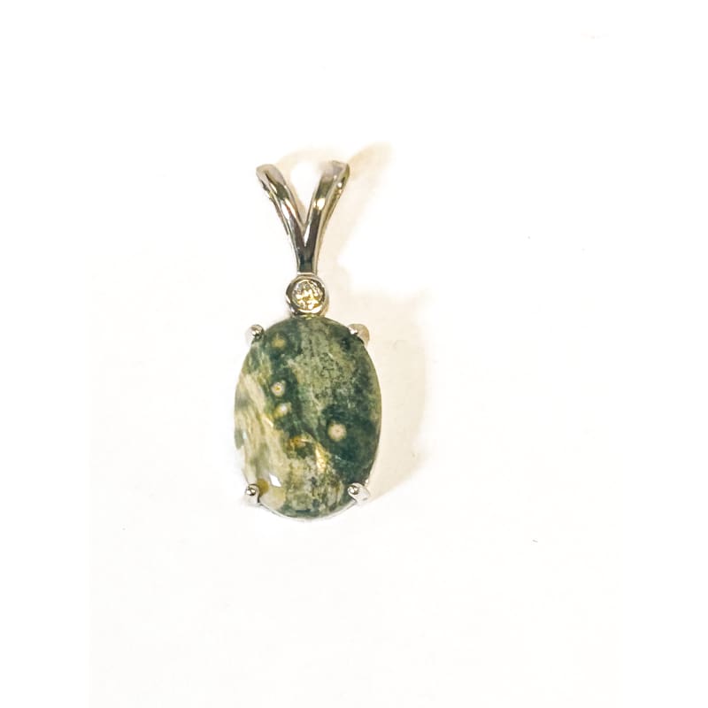 Vintage 925 Sterling Silver Ocean Jasper pendant - Frijja, LLC