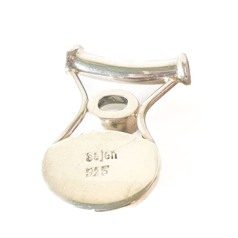 Vintage 925 Sterling Silver Onyx and Clear Quartz Pendant - Frijja, LLC