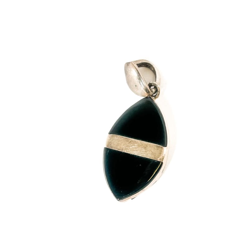 Vintage 925 Sterling Silver Onyx Pendant - Frijja, LLC