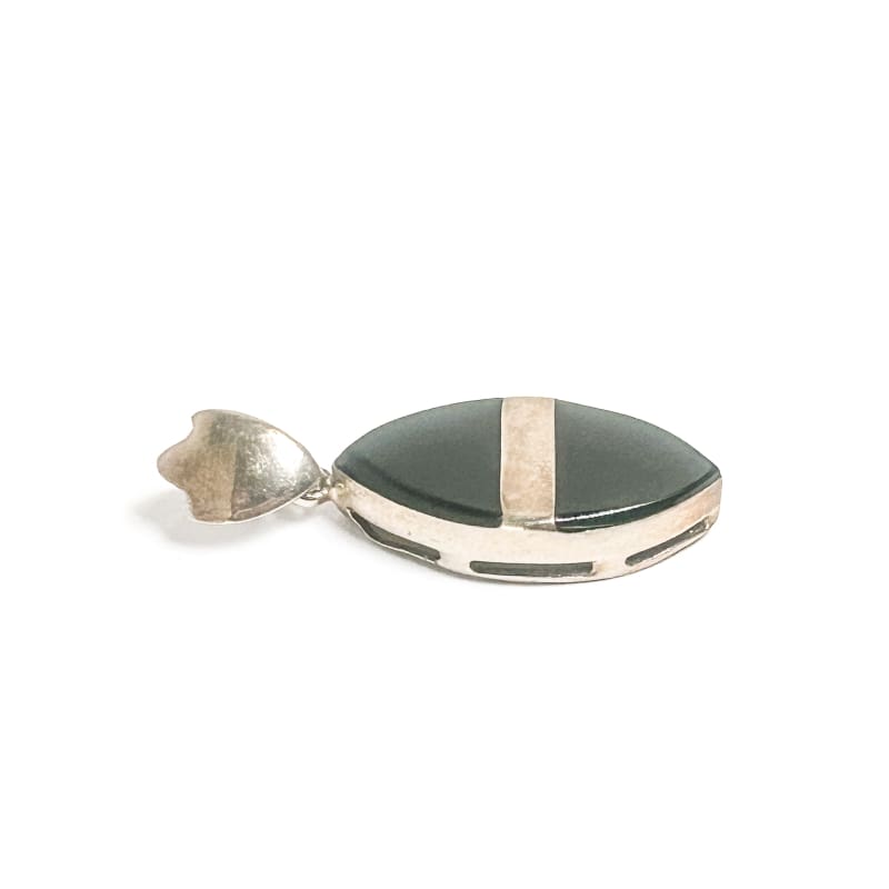 Vintage 925 Sterling Silver Onyx Pendant - Frijja, LLC