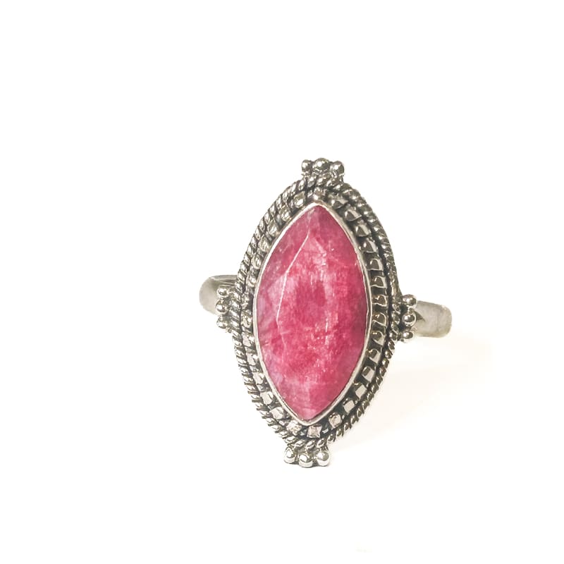 Vintage 925 Sterling Silver Oval Ruby Ring - Size 8 - Frijja, LLC