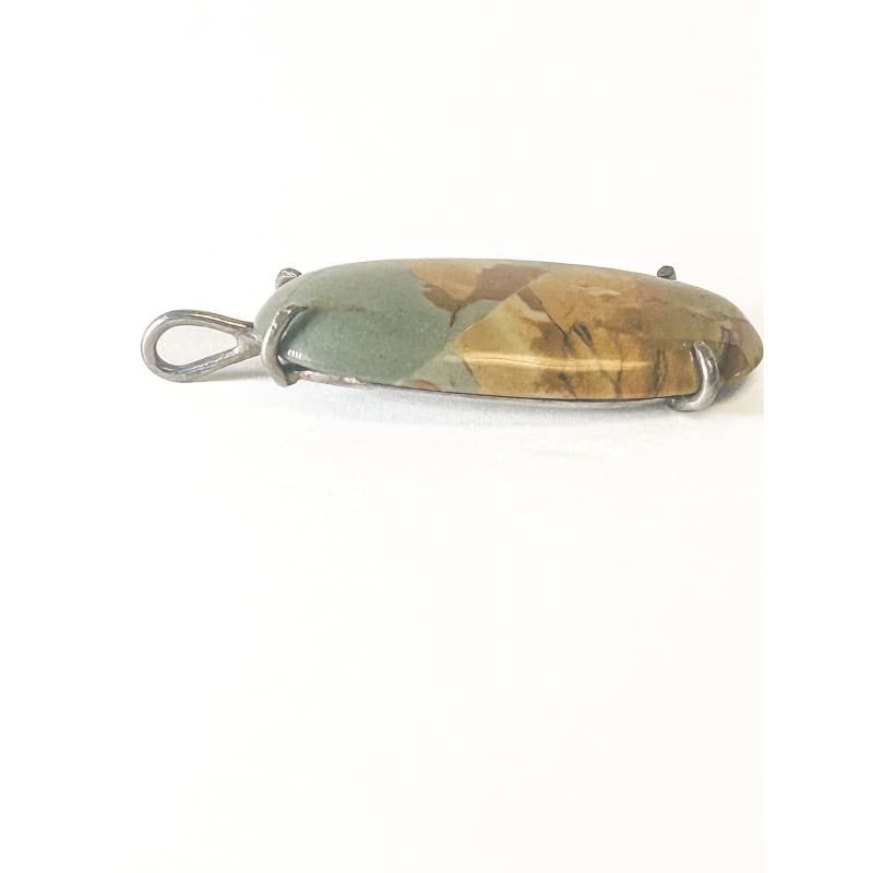 Vintage 925 Sterling Silver Picasso Jasper Pendant - Frijja, LLC