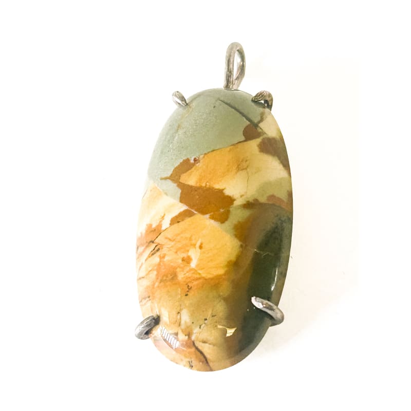 Vintage 925 Sterling Silver Picasso Jasper Pendant - Frijja, LLC