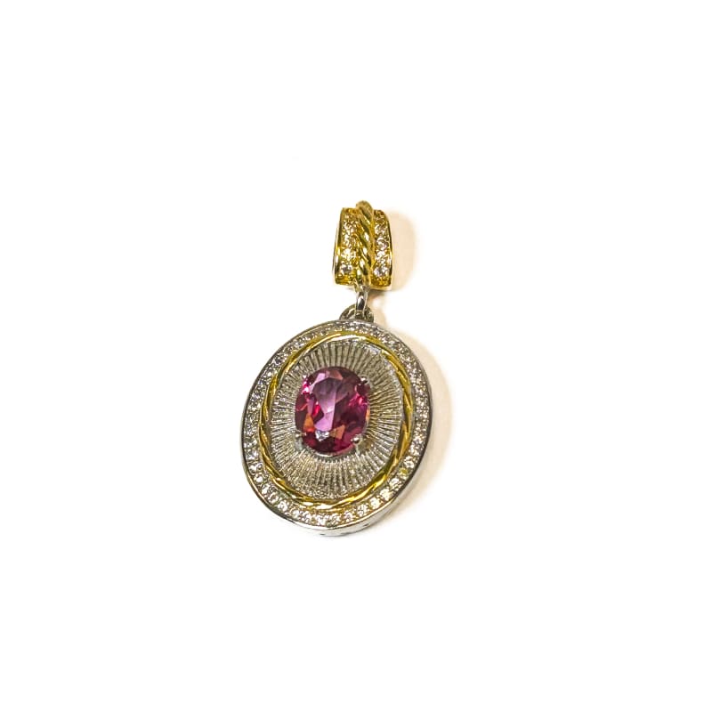 Vintage 925 Sterling Silver Pink Topaz Pendant - Frijja, LLC