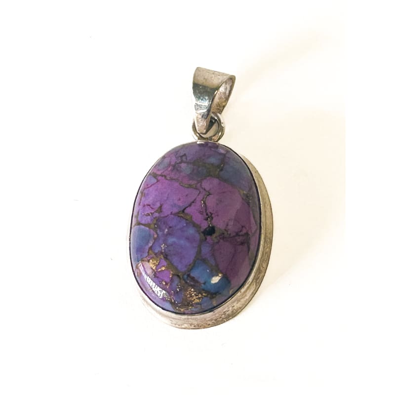 Vintage 925 Sterling silver Purple Copper Turquoise Pendant - Frijja, LLC